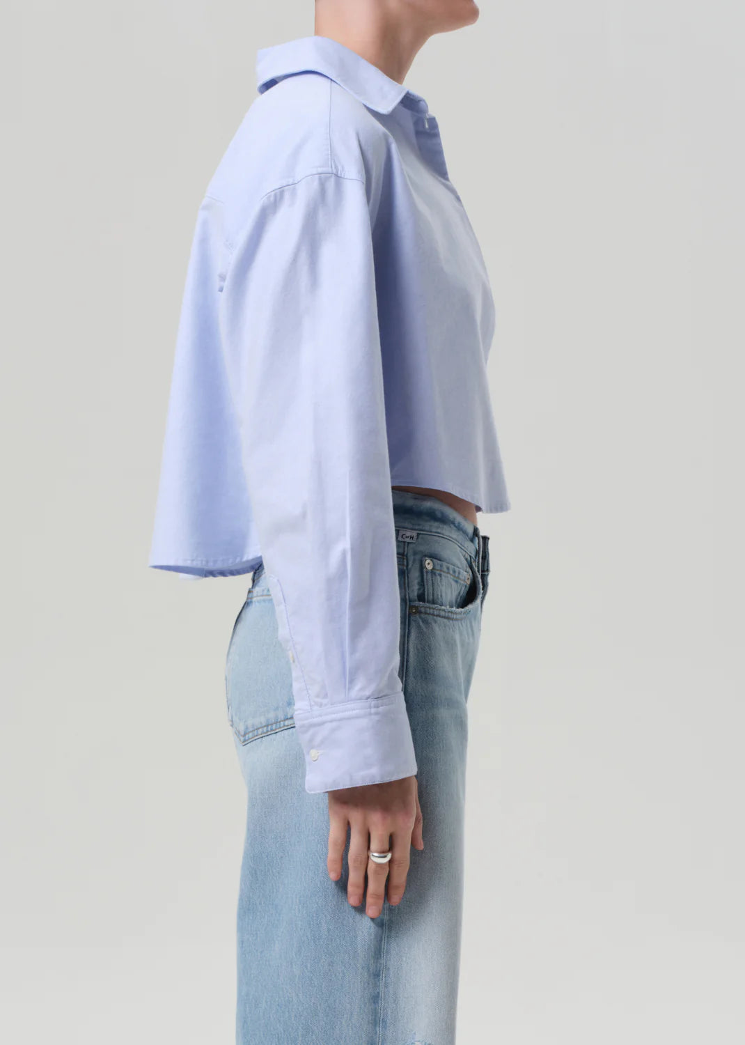 Ana Cropped Shirt in Blue