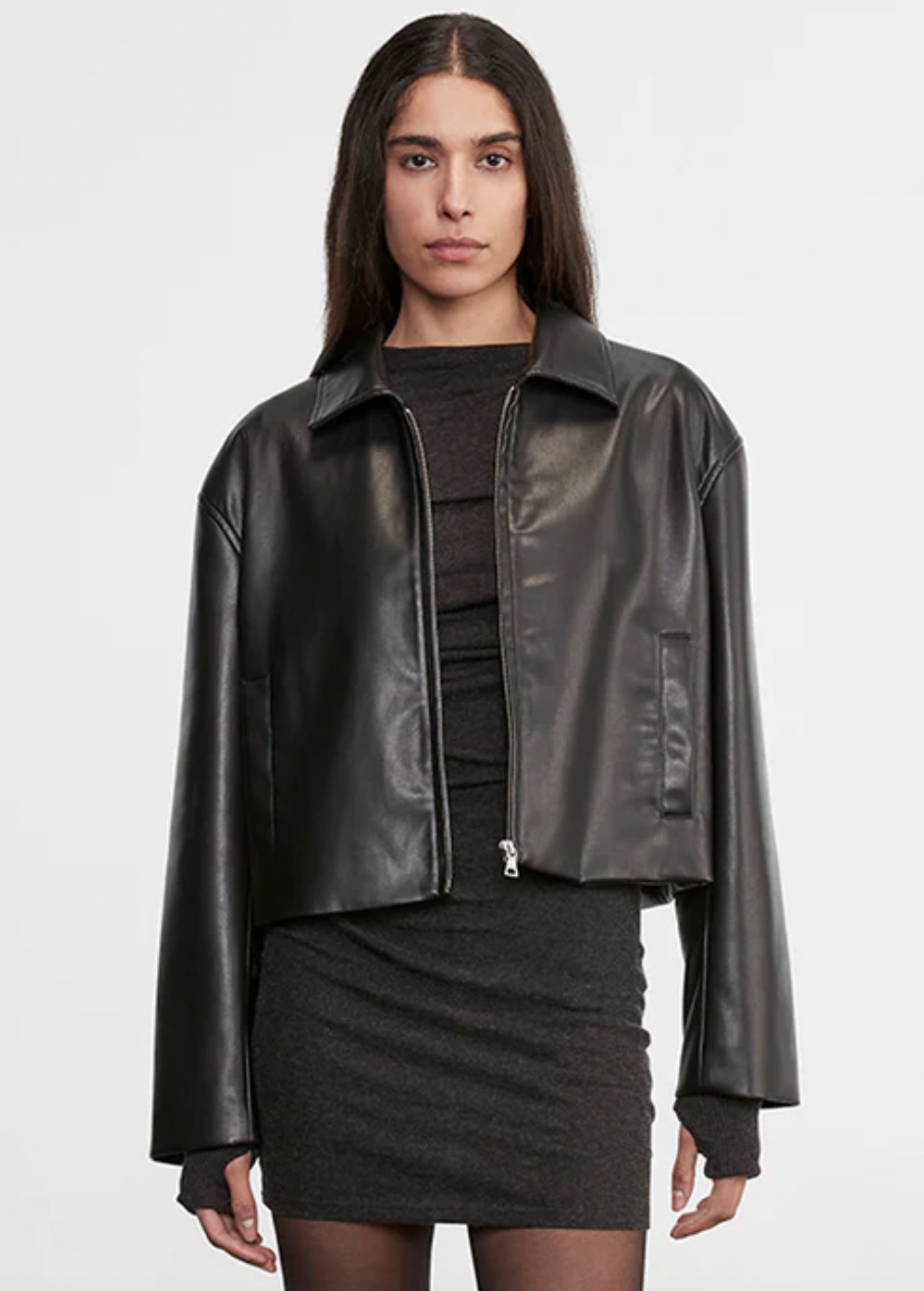 Minimal Leather Jacket in Black