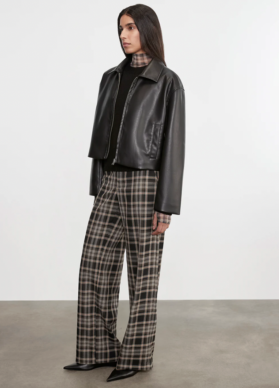 Minimal Leather Jacket in Black