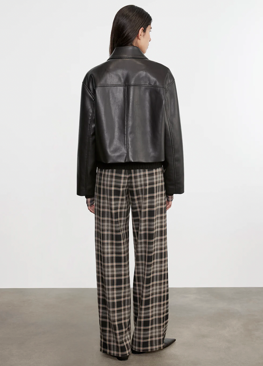 Minimal Leather Jacket in Black
