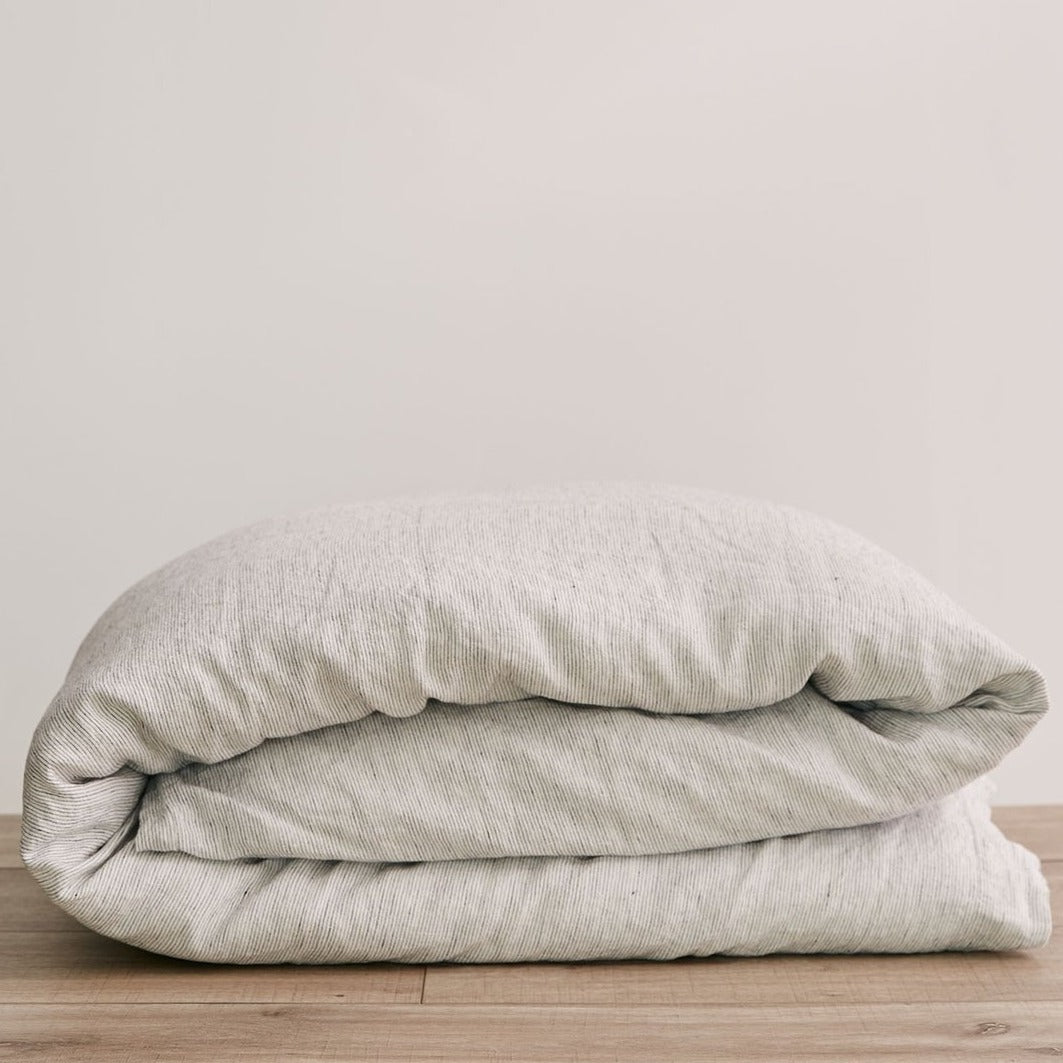 Linen Duvet Cover in Pinstripe
