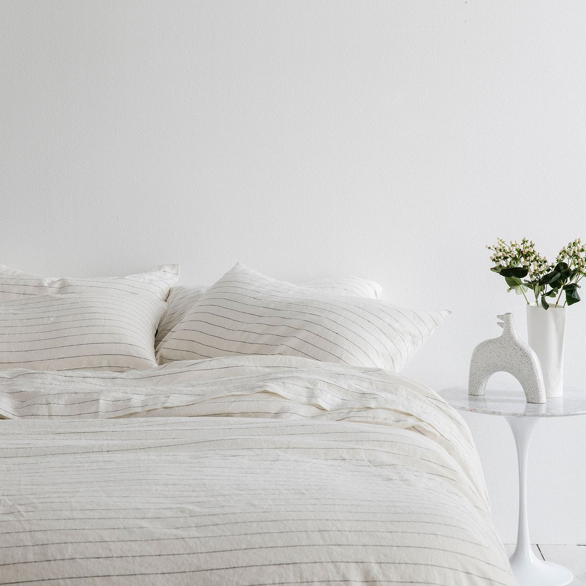 Linen Duvet Cover in Pencil Stripe