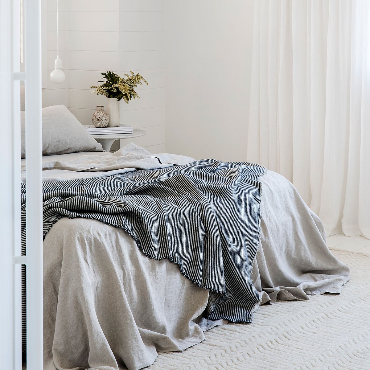 Mira Linen Throw in Ellis Stripe