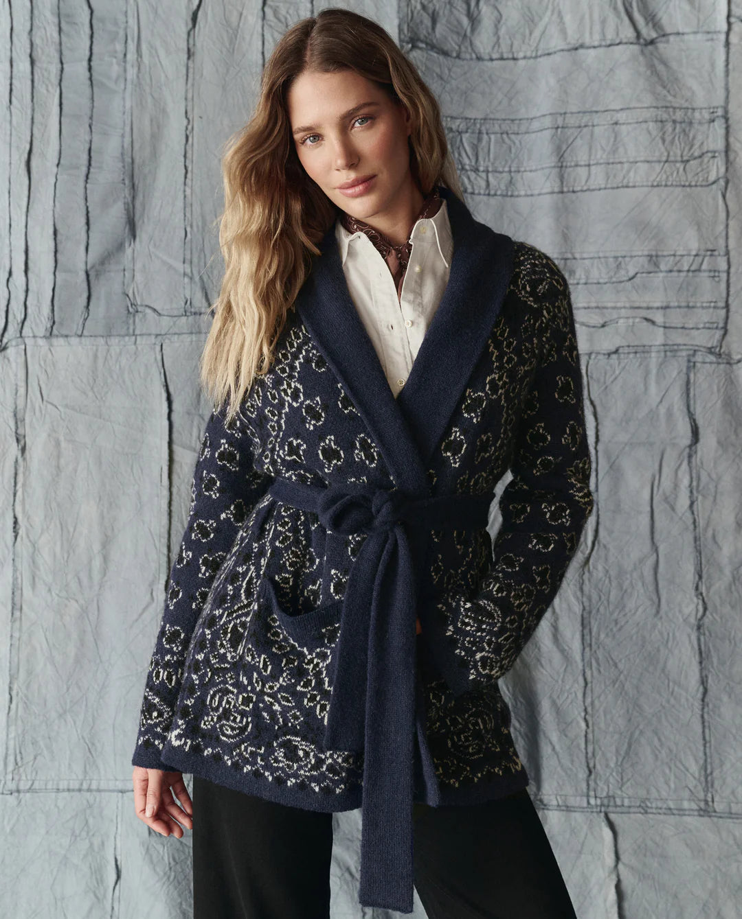 The Bandana Riding Cardigan in Navy