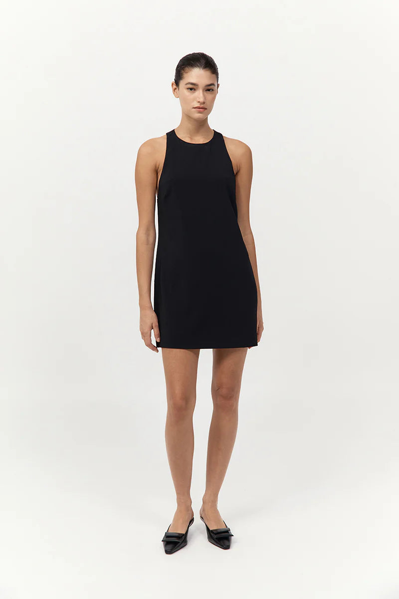 Cut Away Shift Dress in Black