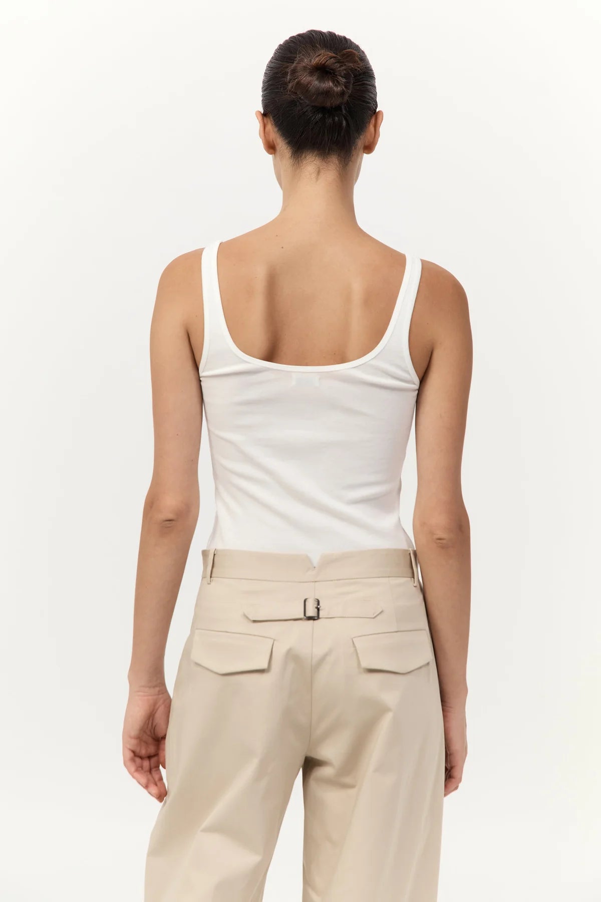 Soft Jersey Slim Scoop Tank in White