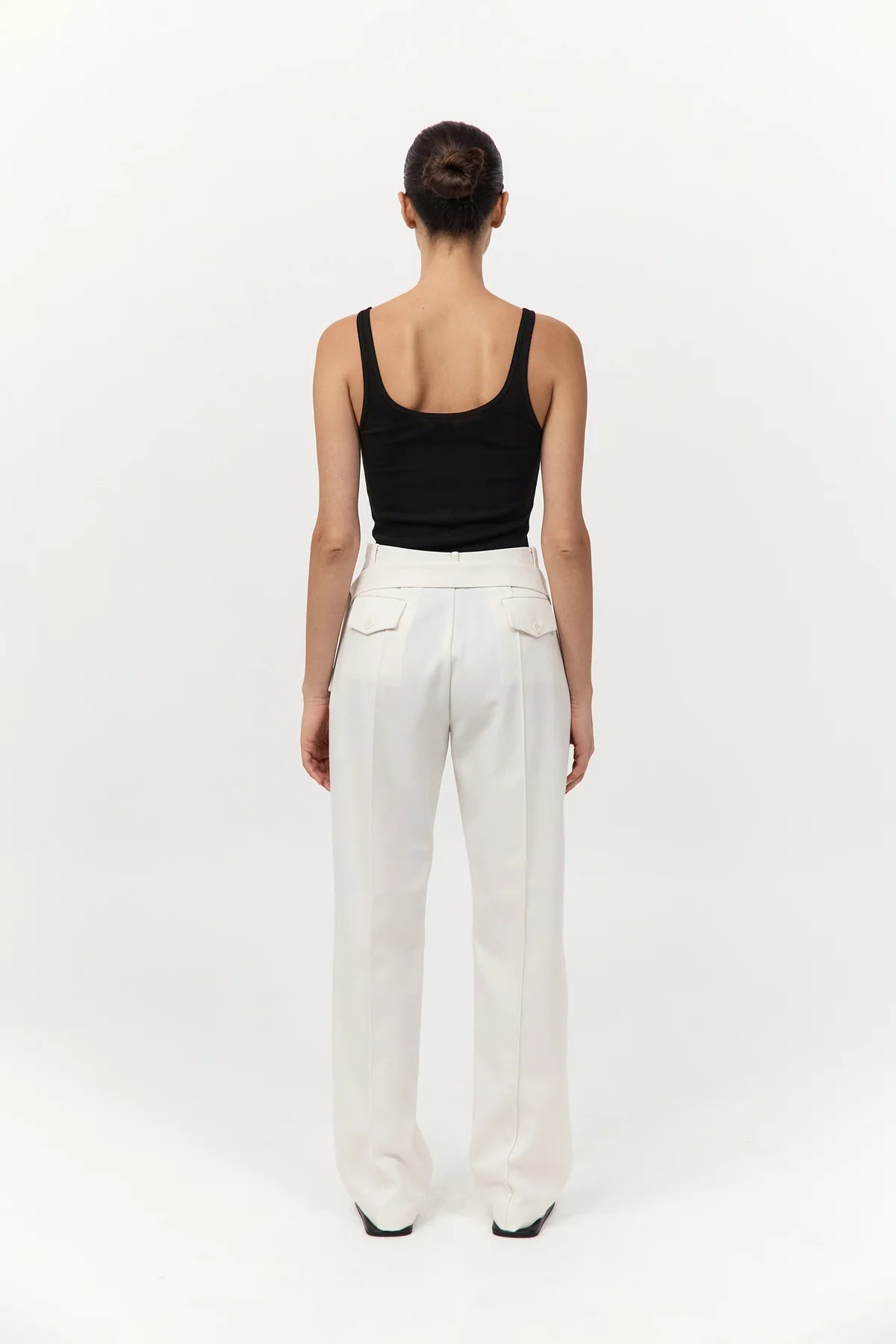 Soft Jersey Slim Scoop Tank in Jet Black