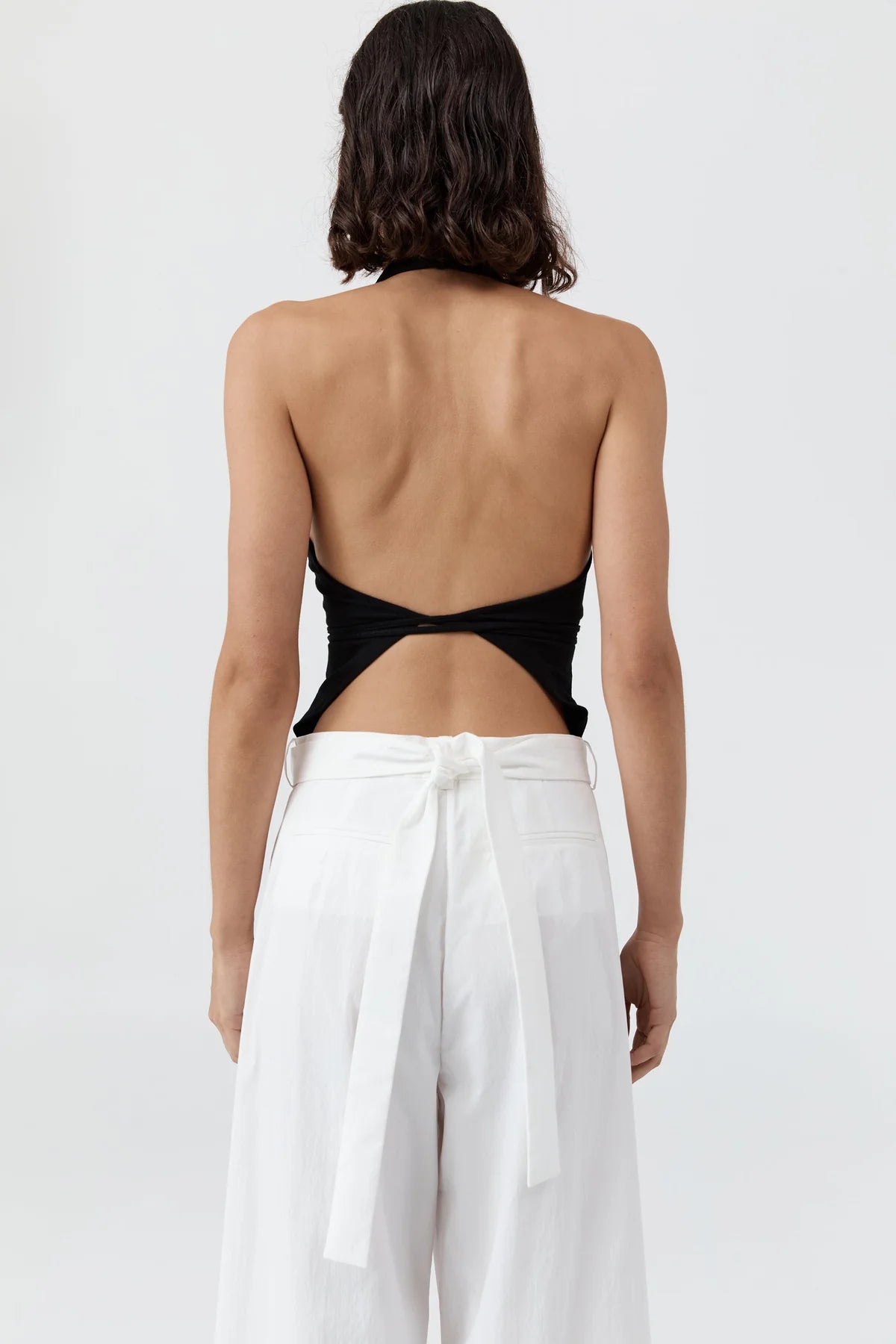 Soft Jersey Halter Top in Jet Black