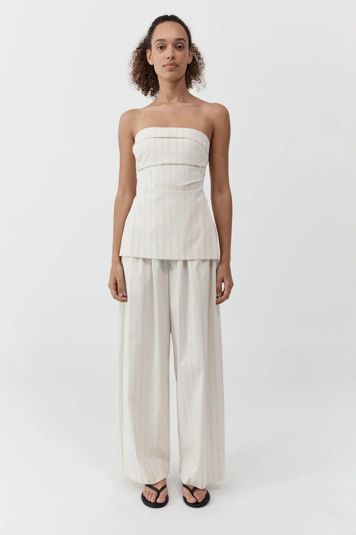 Everyday Relaxed Pants in Ecru Stripe