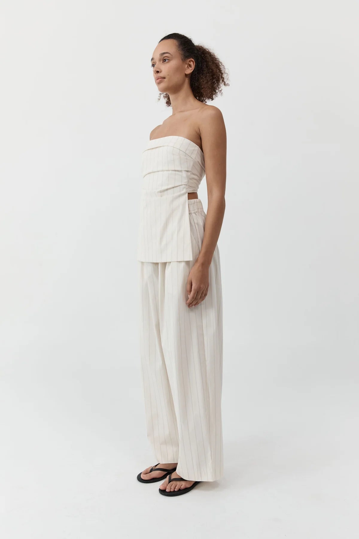 Everyday Relaxed Pants in Ecru Stripe