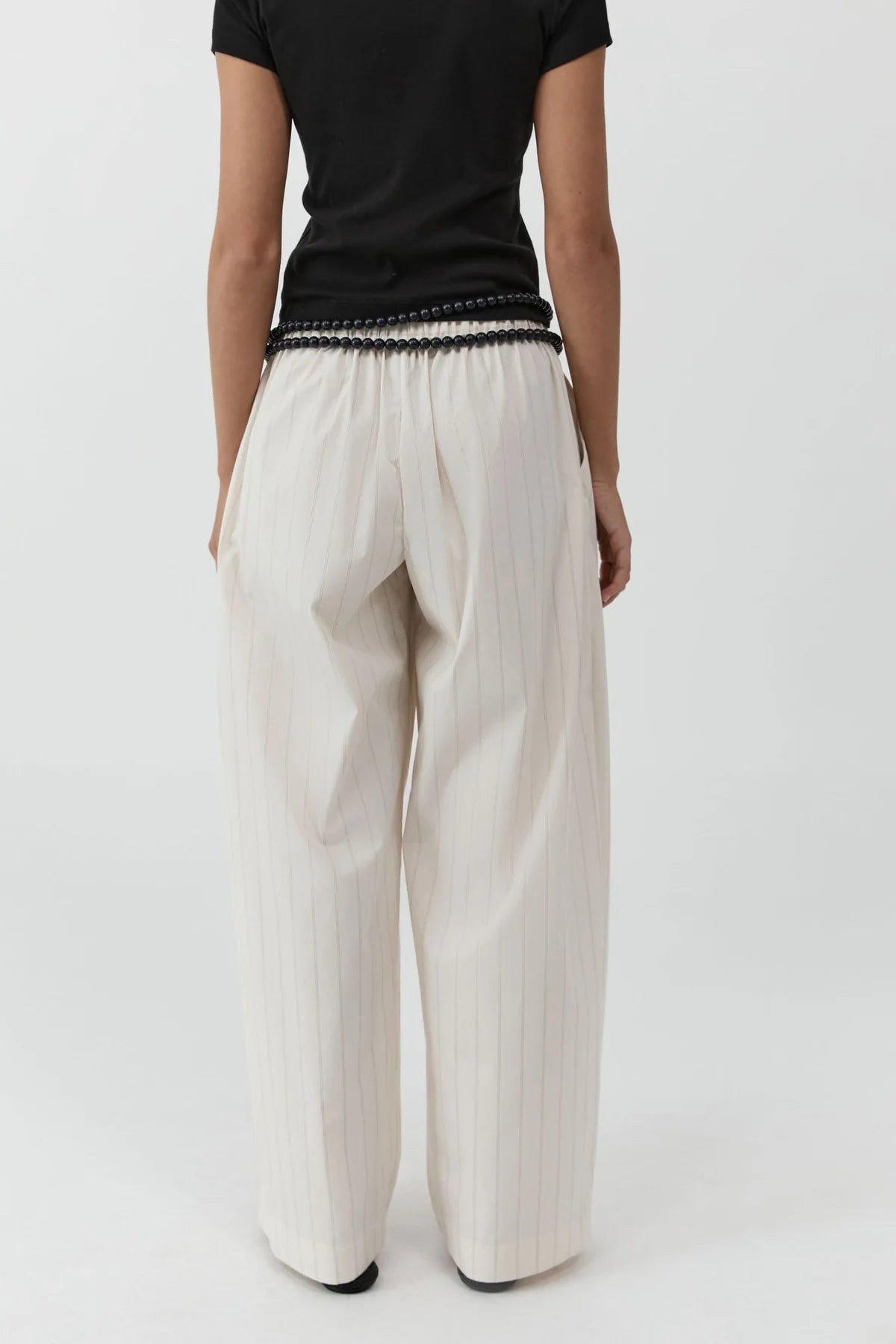 Everyday Relaxed Pants in Ecru Stripe