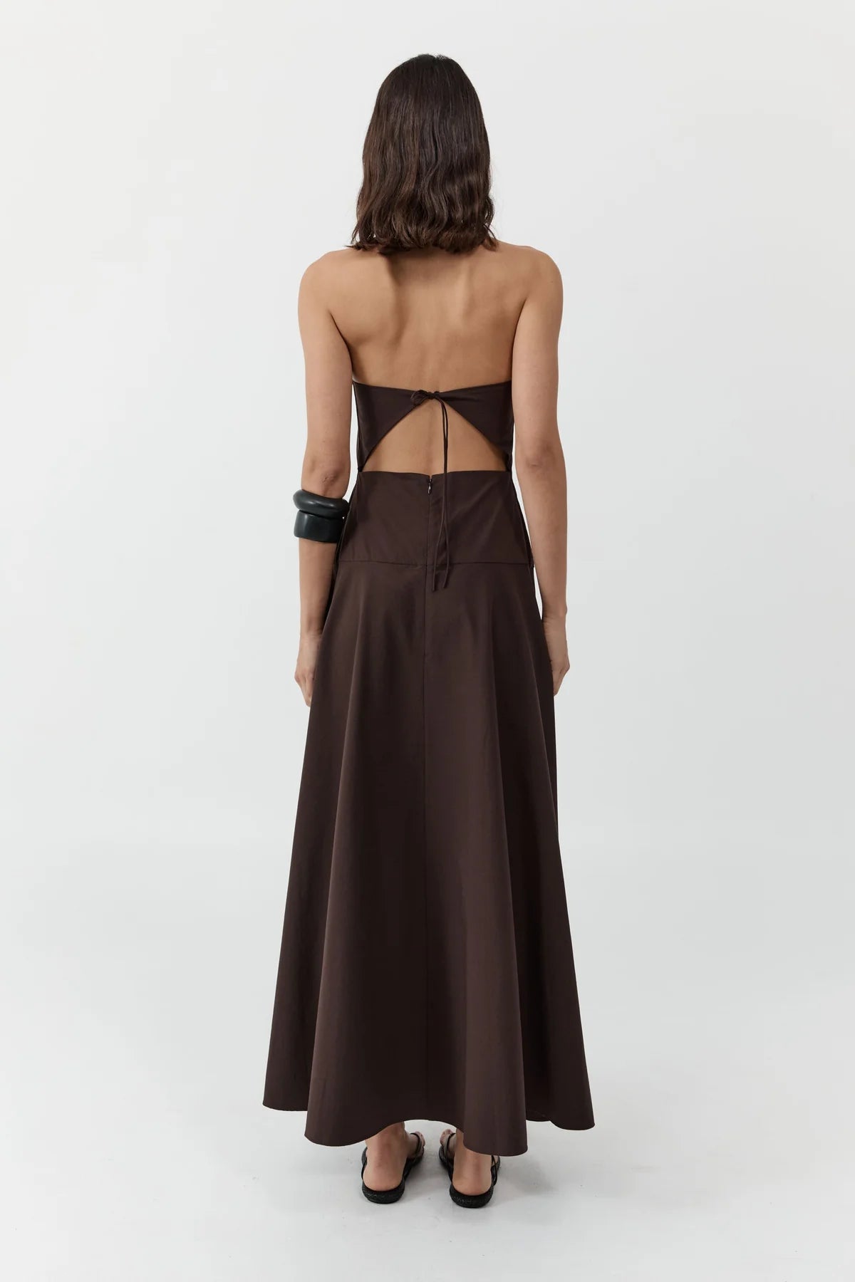 Strapless Rouleau Dress in Bark