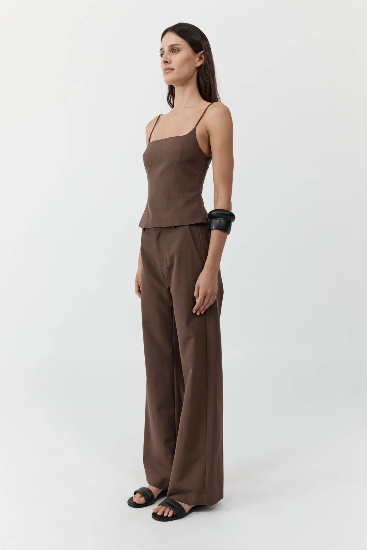 Silk Canvas Carter Trousers in Mud
