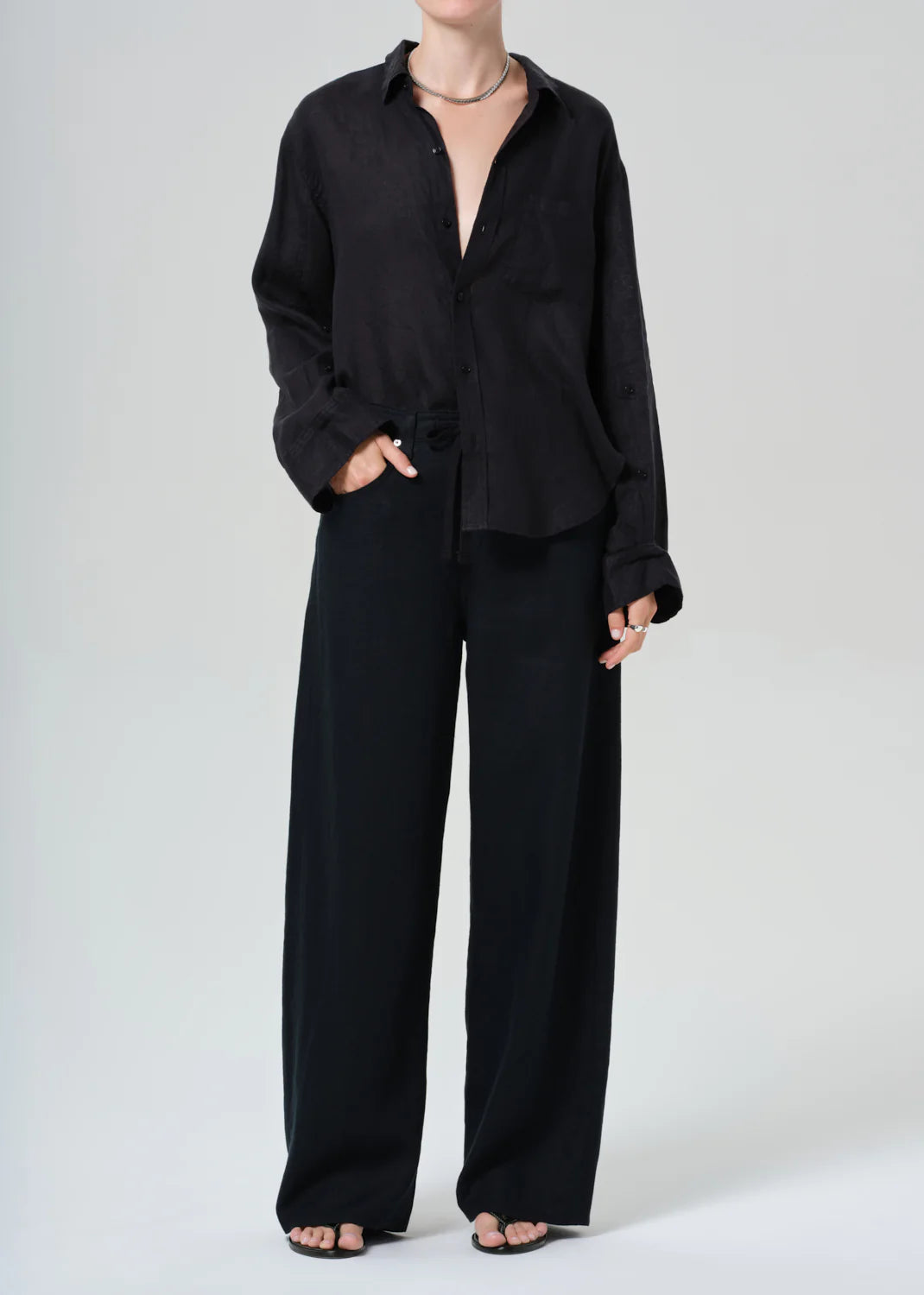 Brynn Drawstring Trouser in Black