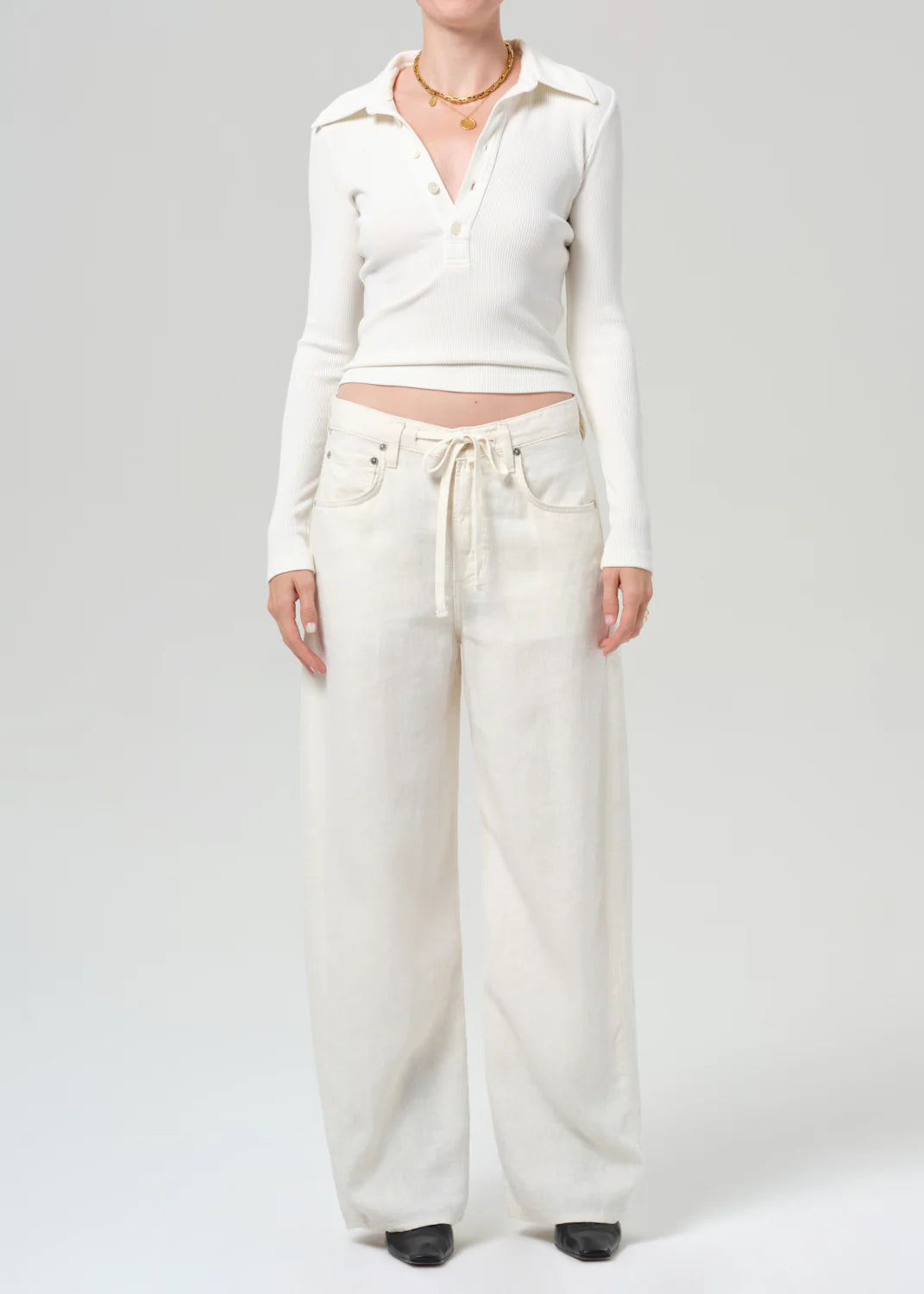 Brynn Drawstring Trouser in Vanilla