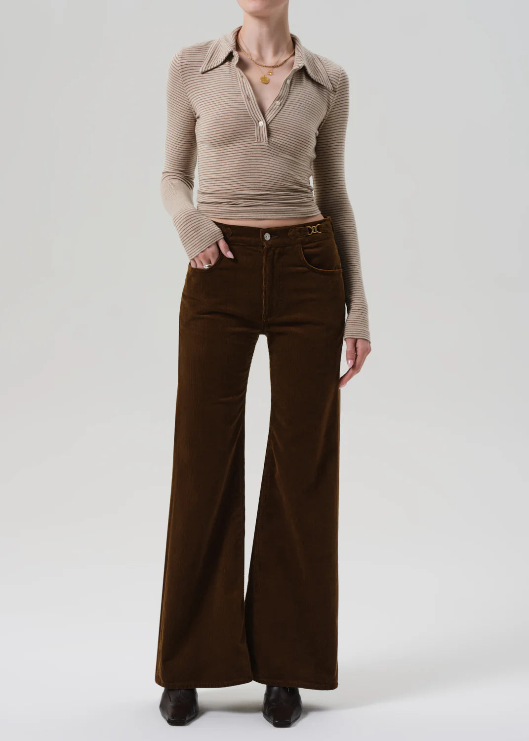 Kimberly Flare Corduroy with Horsebit in Manuka
