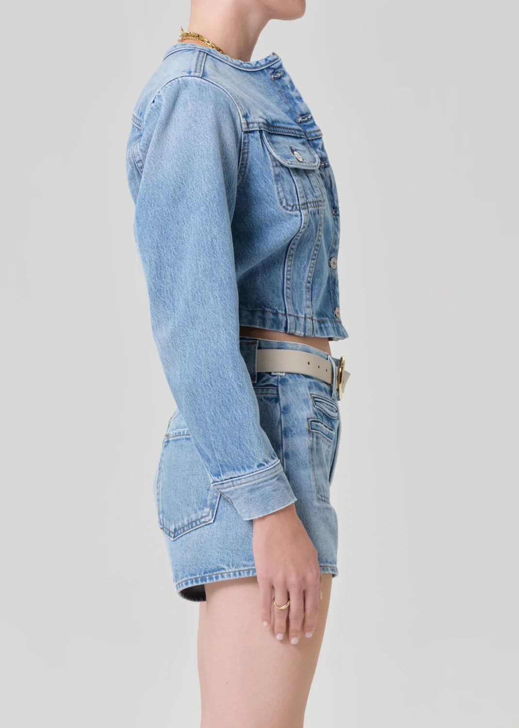 Devin Collarless Jacket in Cecil