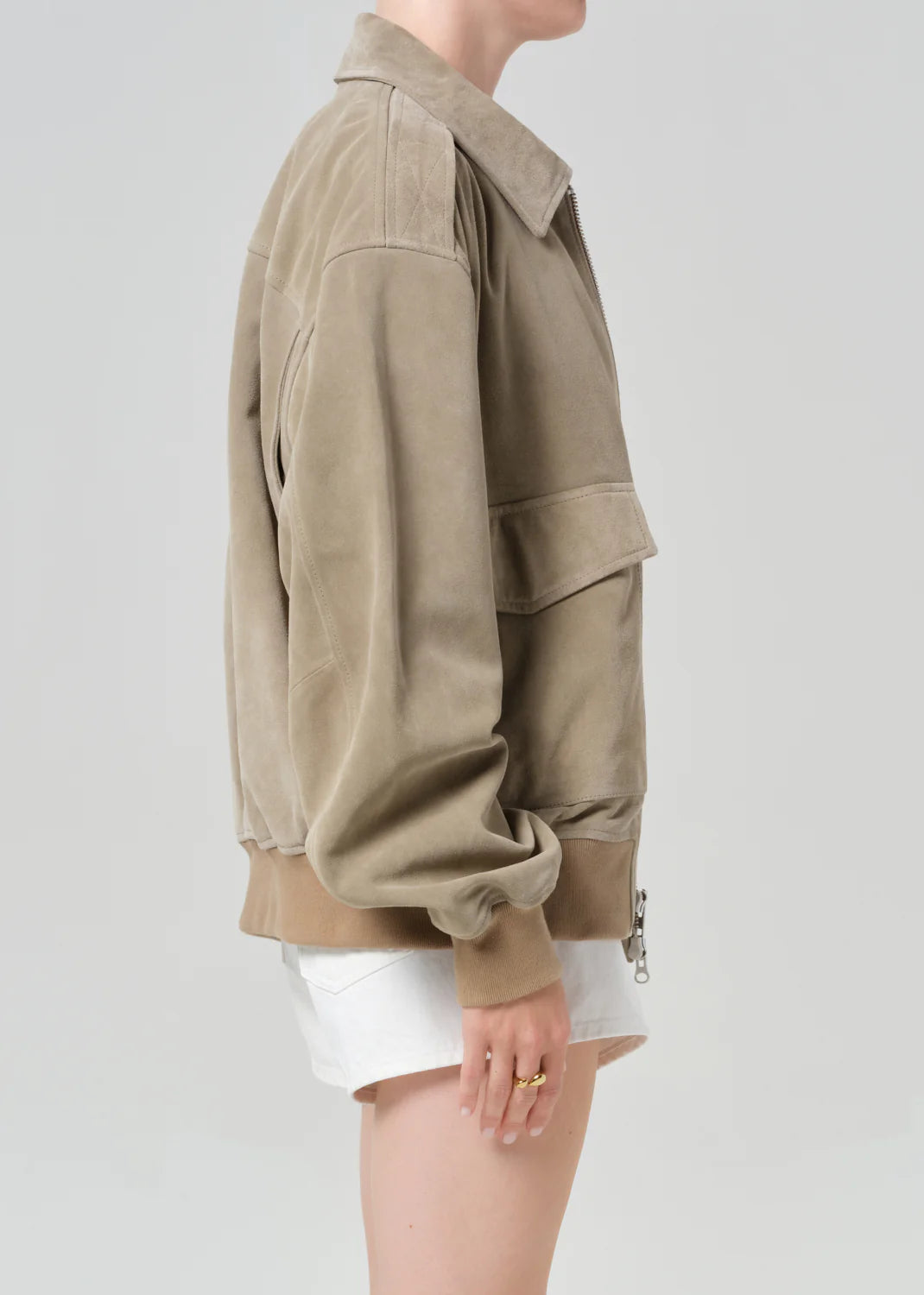 Vivienne Suede Jacket in Deep Olive