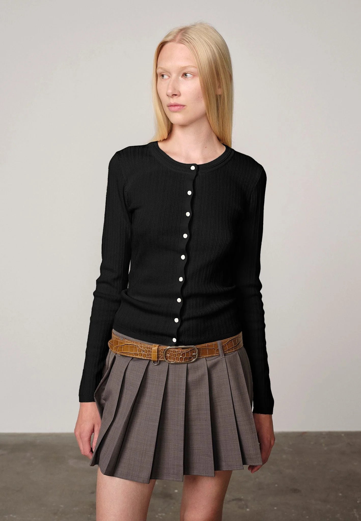 Brooks Knit Blouse in Black