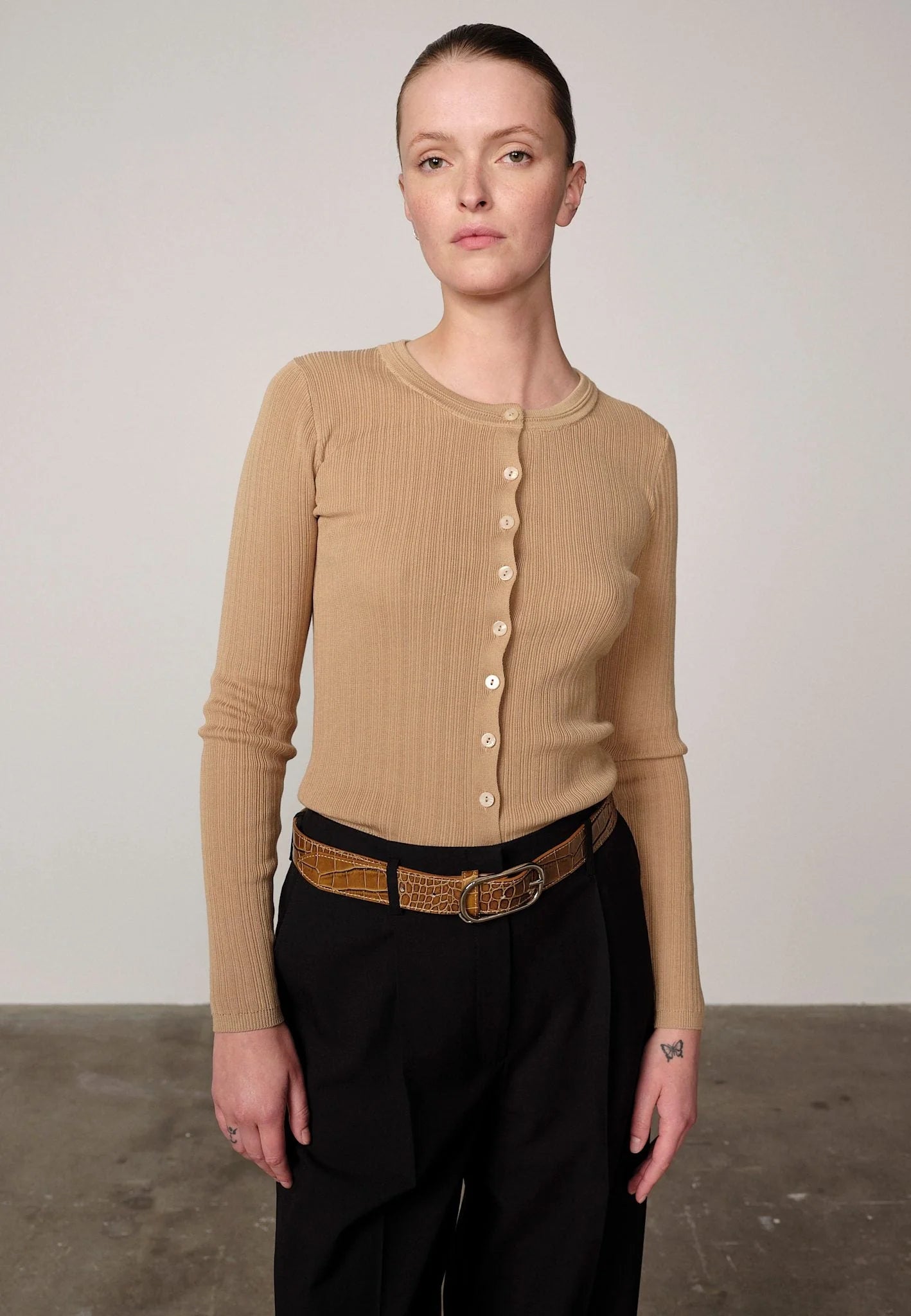 Brooks Knit Blouse in Sand