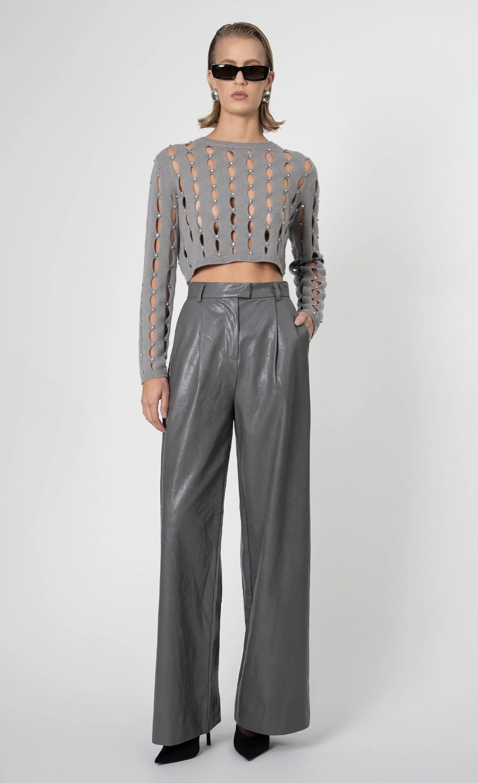 Nils Cropped Sweater in Grey