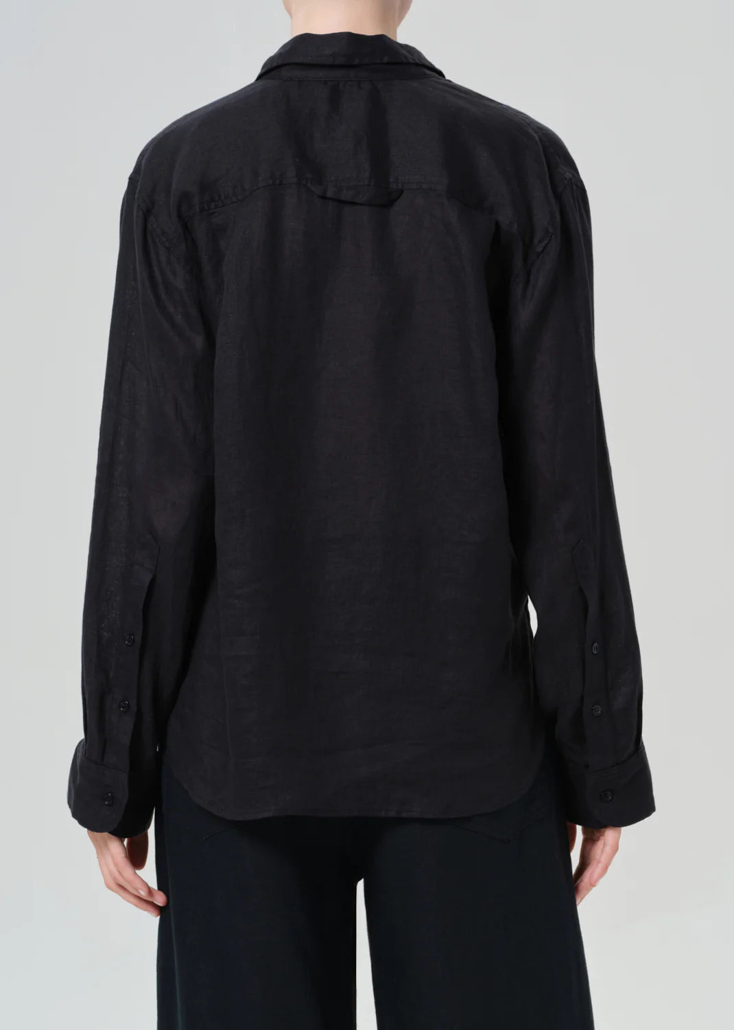 Shrunken Kayla Shirt in Black Linen
