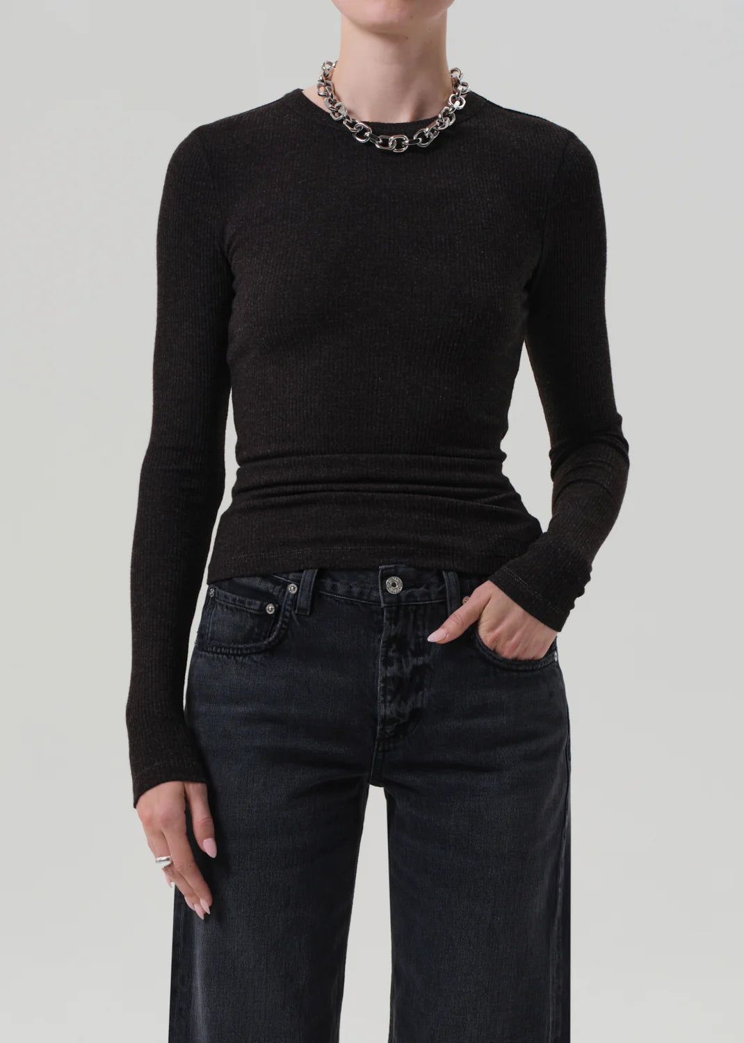 Bina Crewneck in Heather Brown