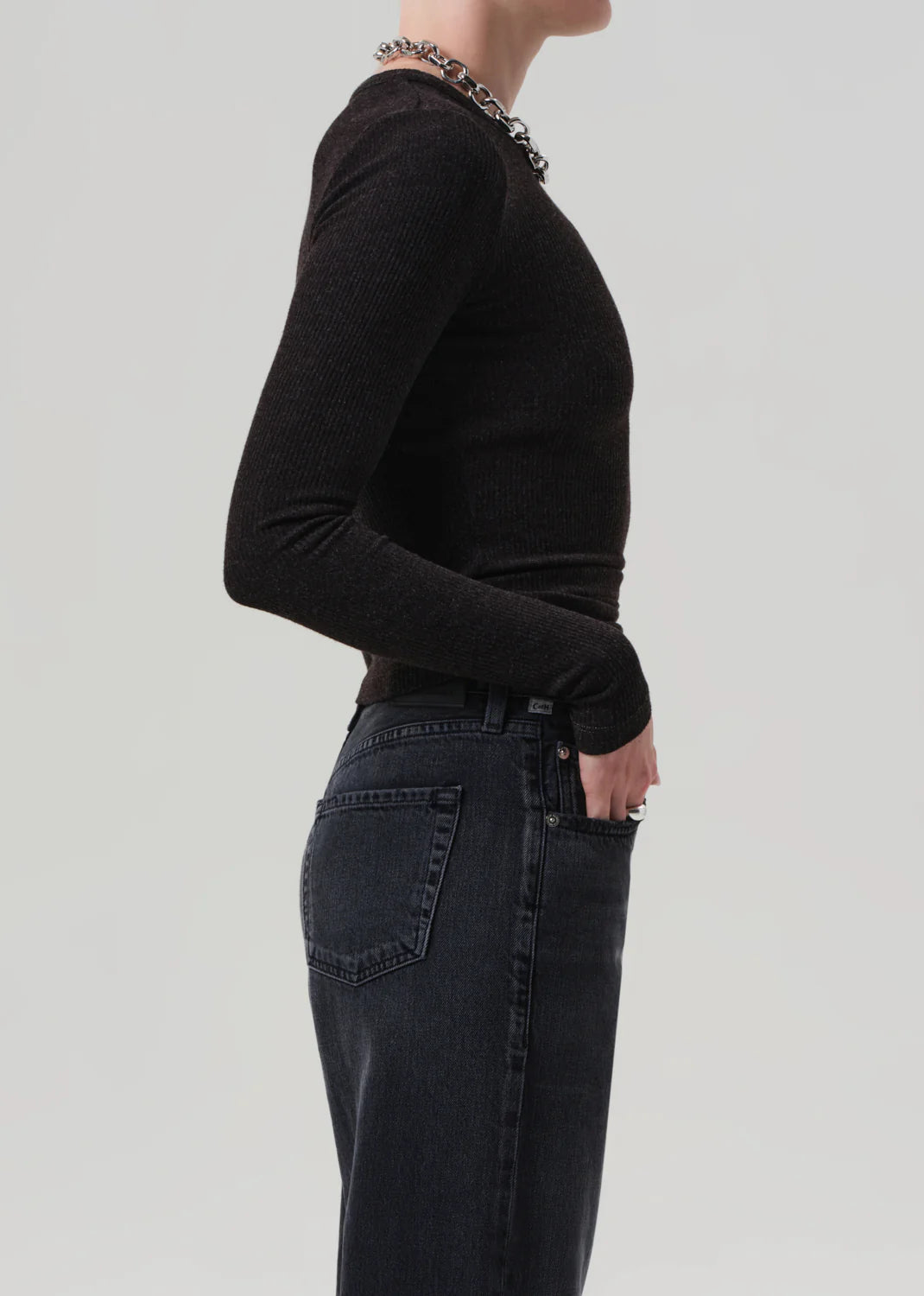 Bina Crewneck in Heather Brown