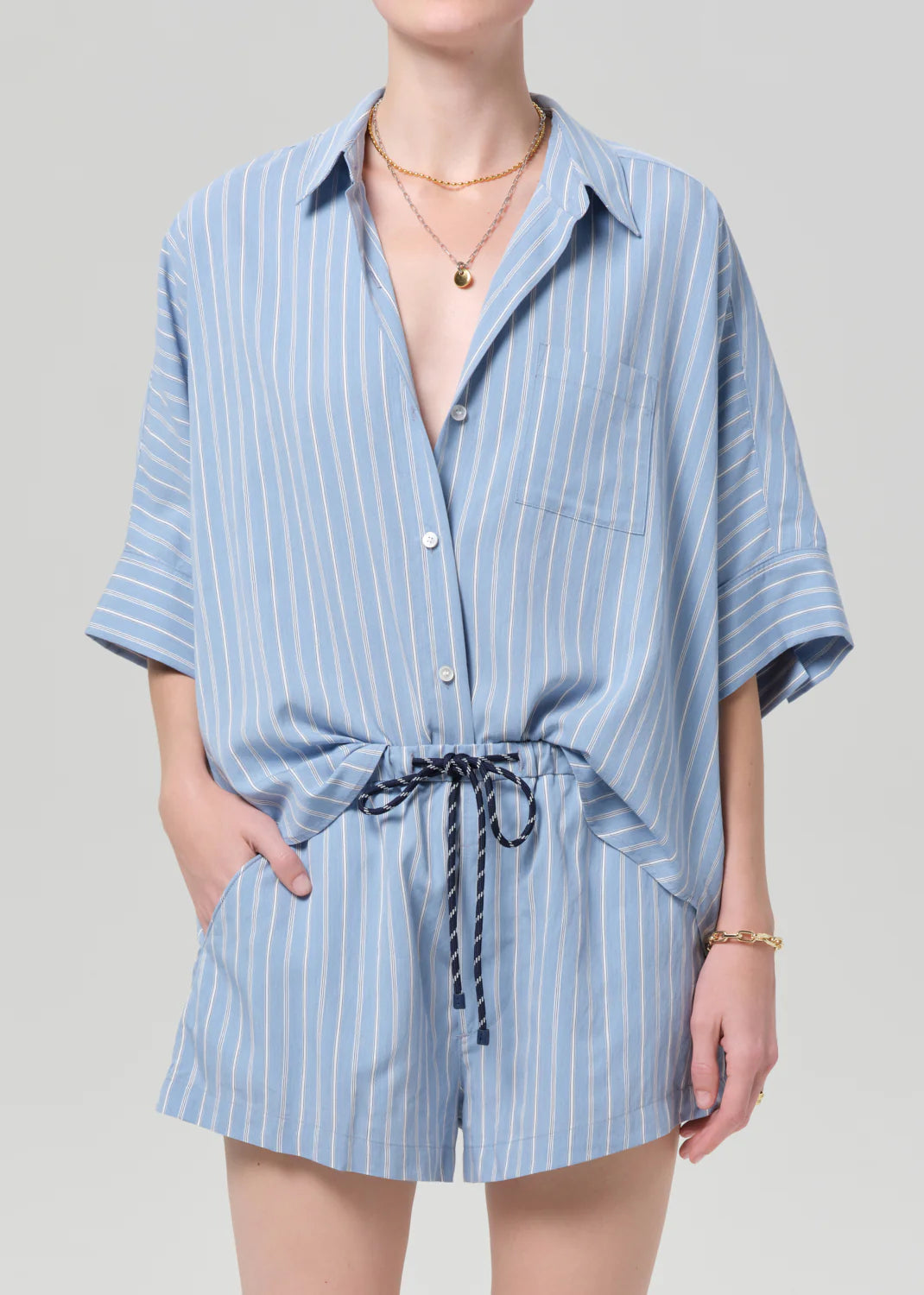 Claire Origami Shirt in Capri Stripe
