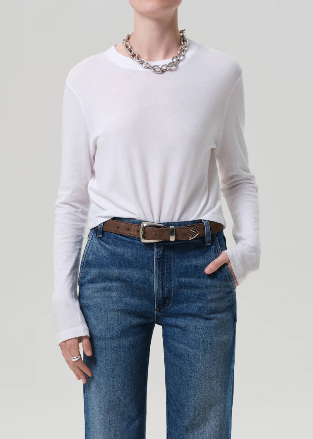 Sabine Cropped Long Sleeve in White