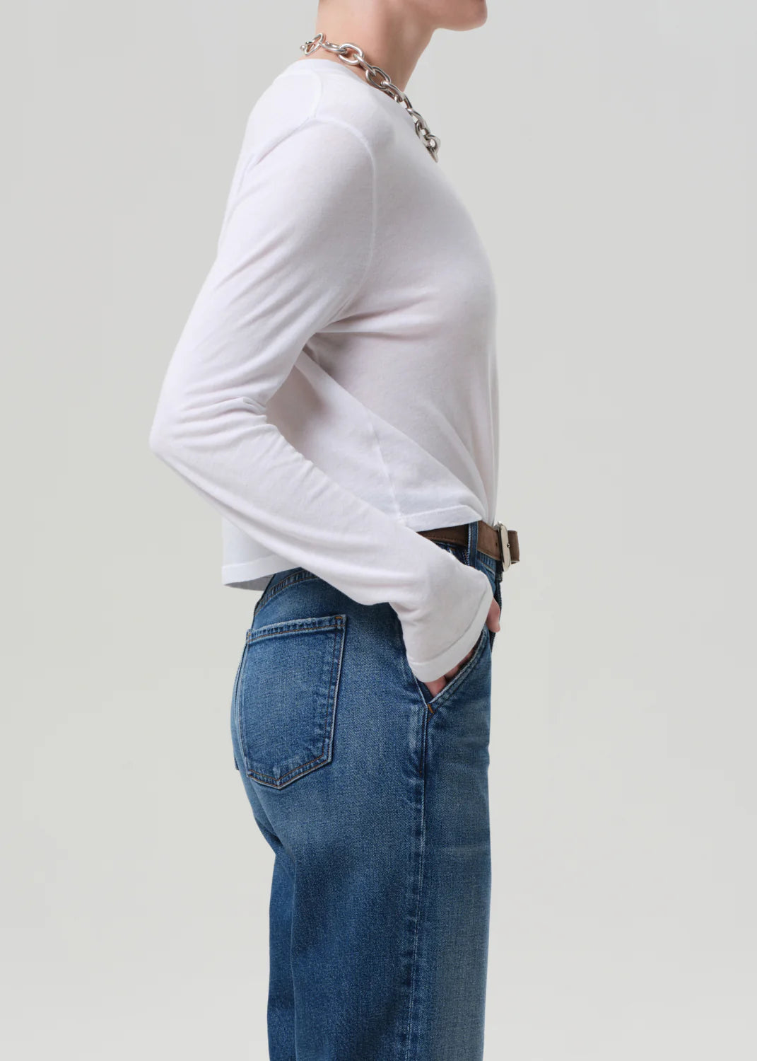 Sabine Cropped Long Sleeve in White