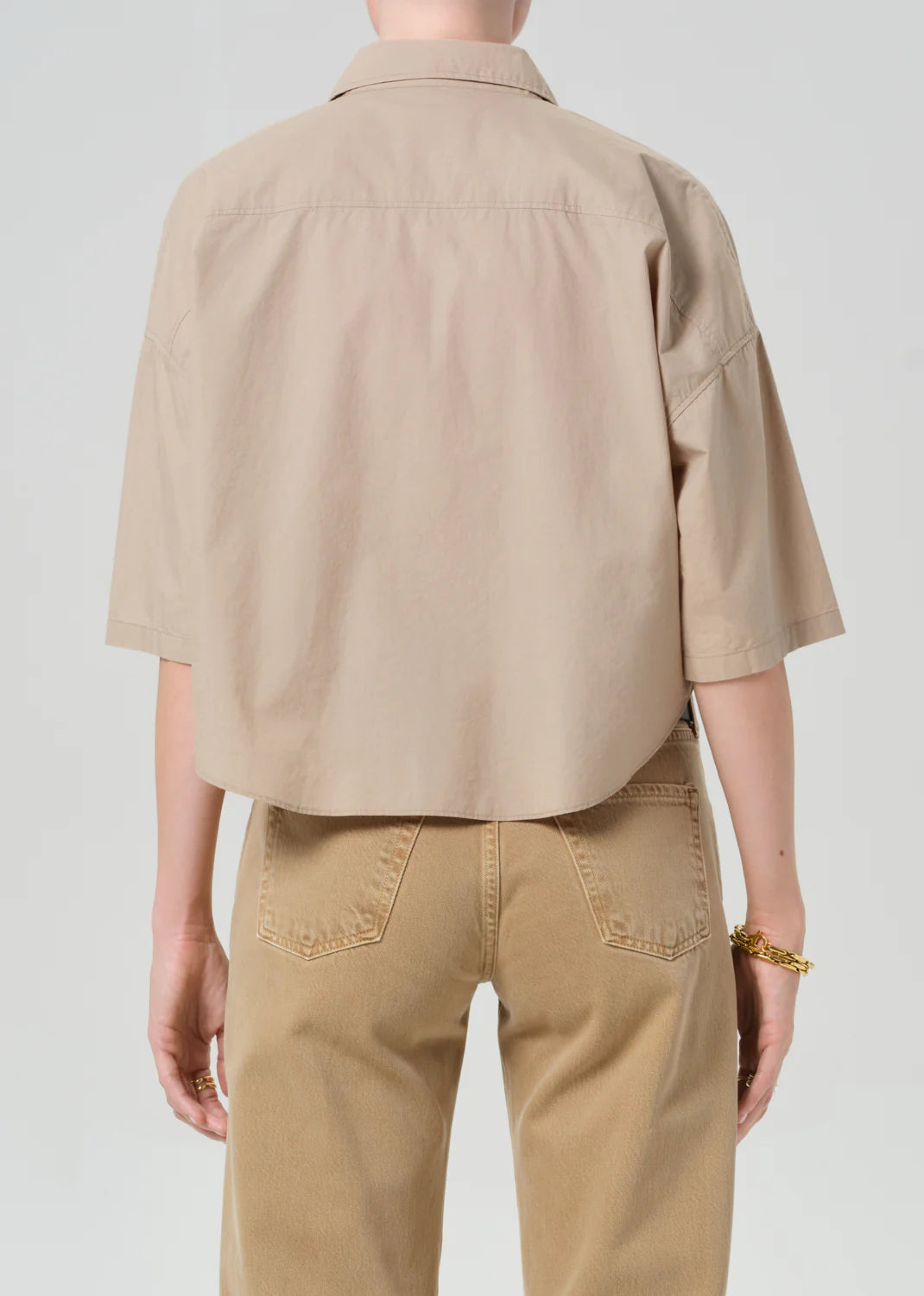 Frances Cropped Cape Button Up in Catalina