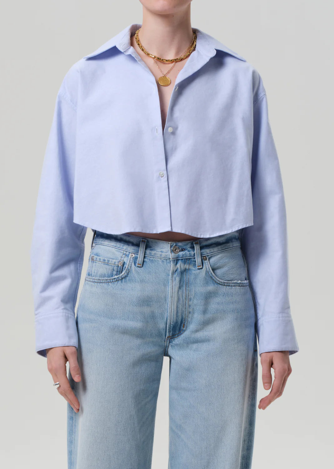 Ana Cropped Shirt in Blue