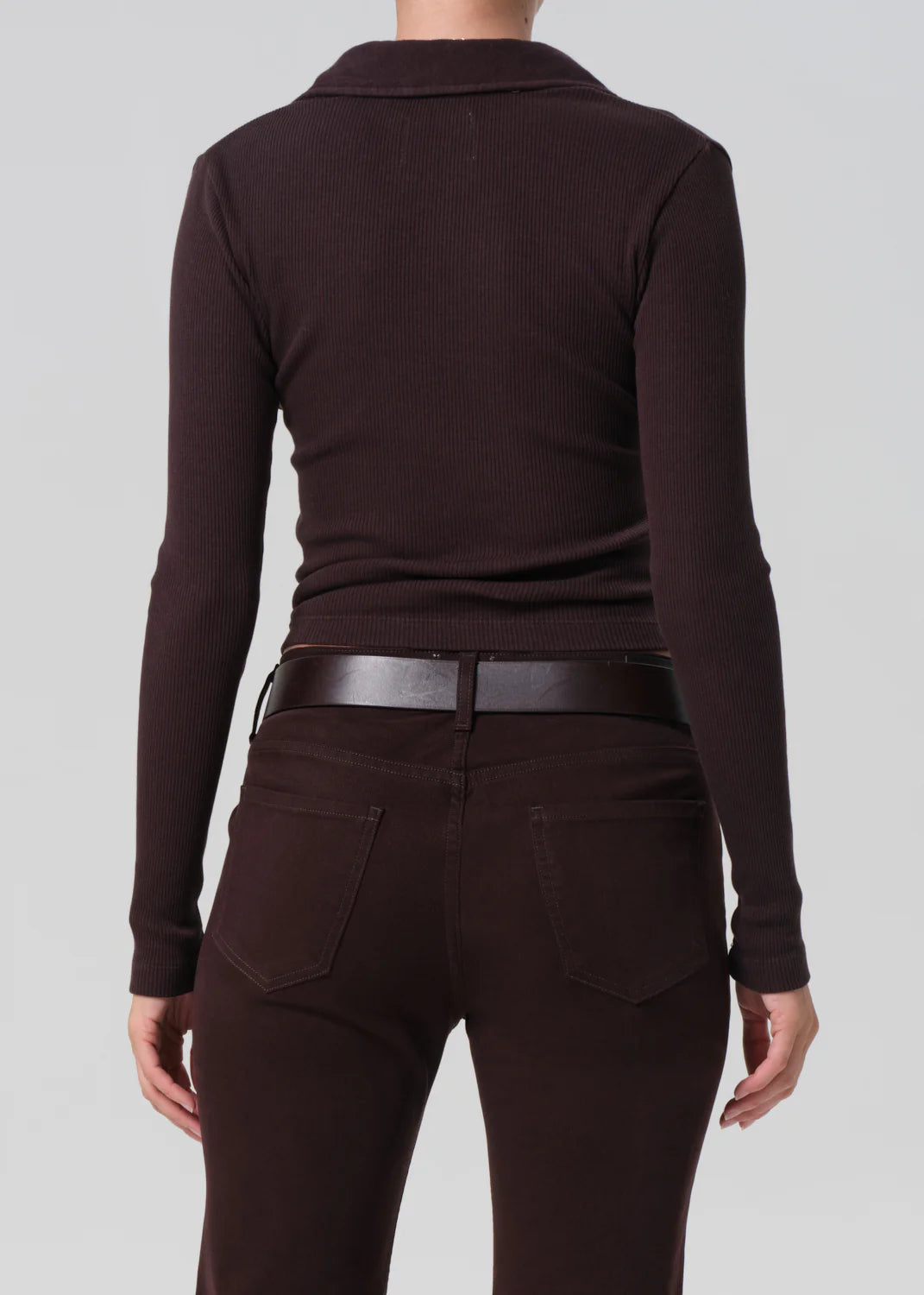 Long Sleeve 60's Polo in Chocolate