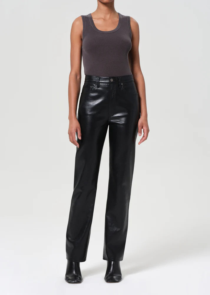 90's Pinch Waist Long in Leather