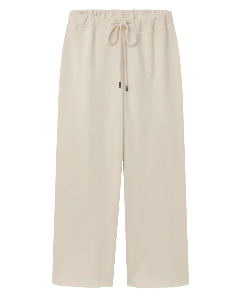 The Wide Leg Cropped Sweatpant in Washed White