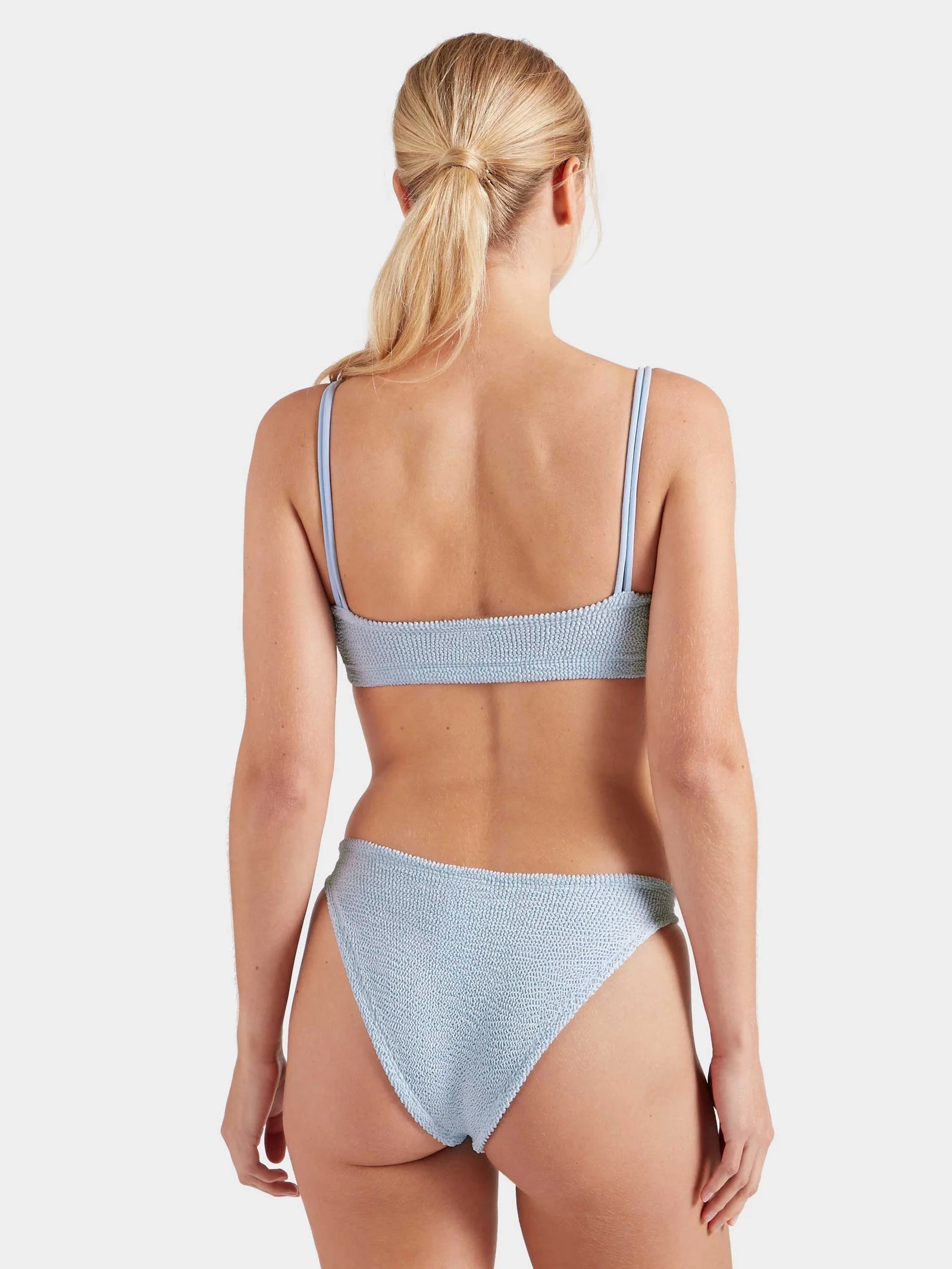 Cassie Beaded Bikini in Metallic Ice Blue