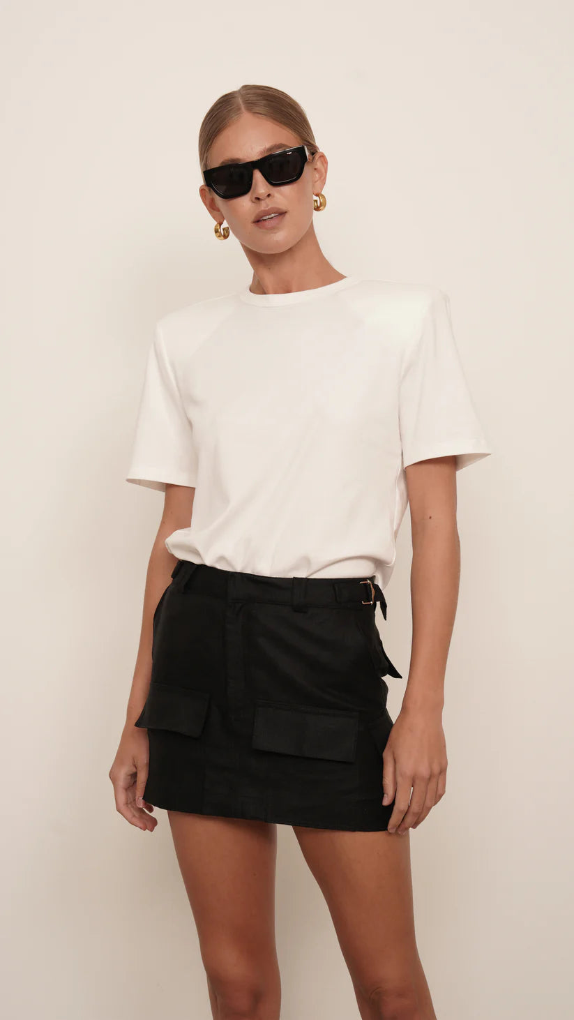 Shoulder Pad Tee in White