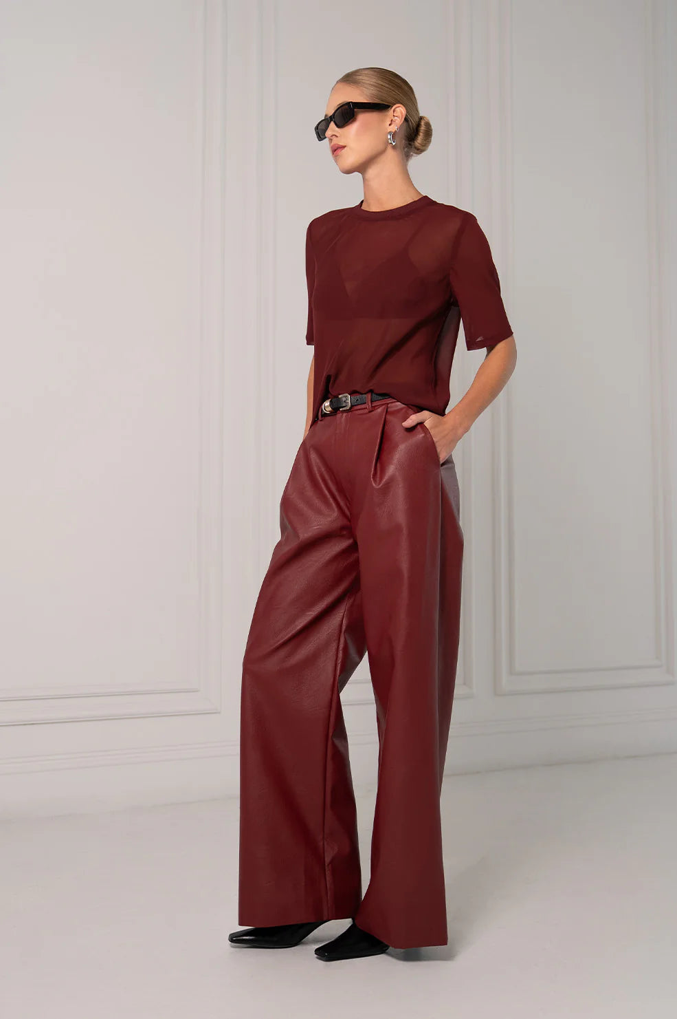 Naomi Tee in Burgundy
