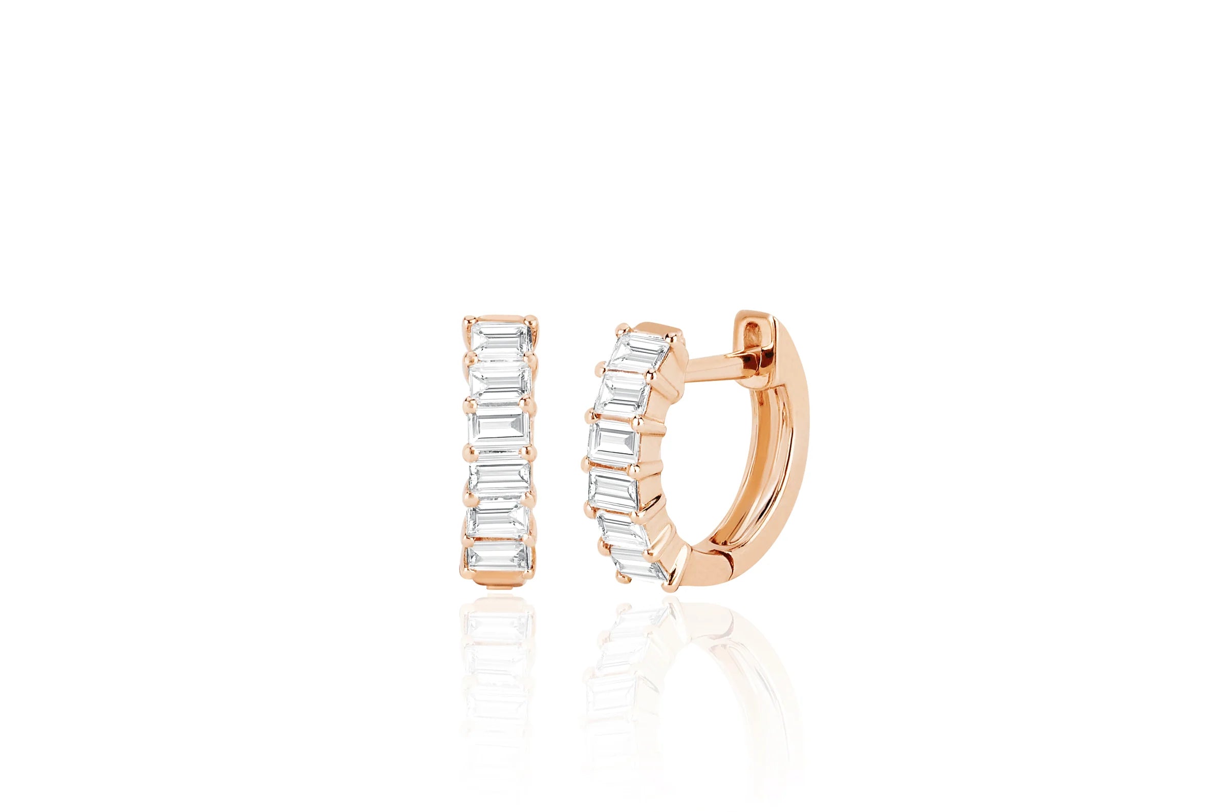Diamond Baguette Huggie Earring