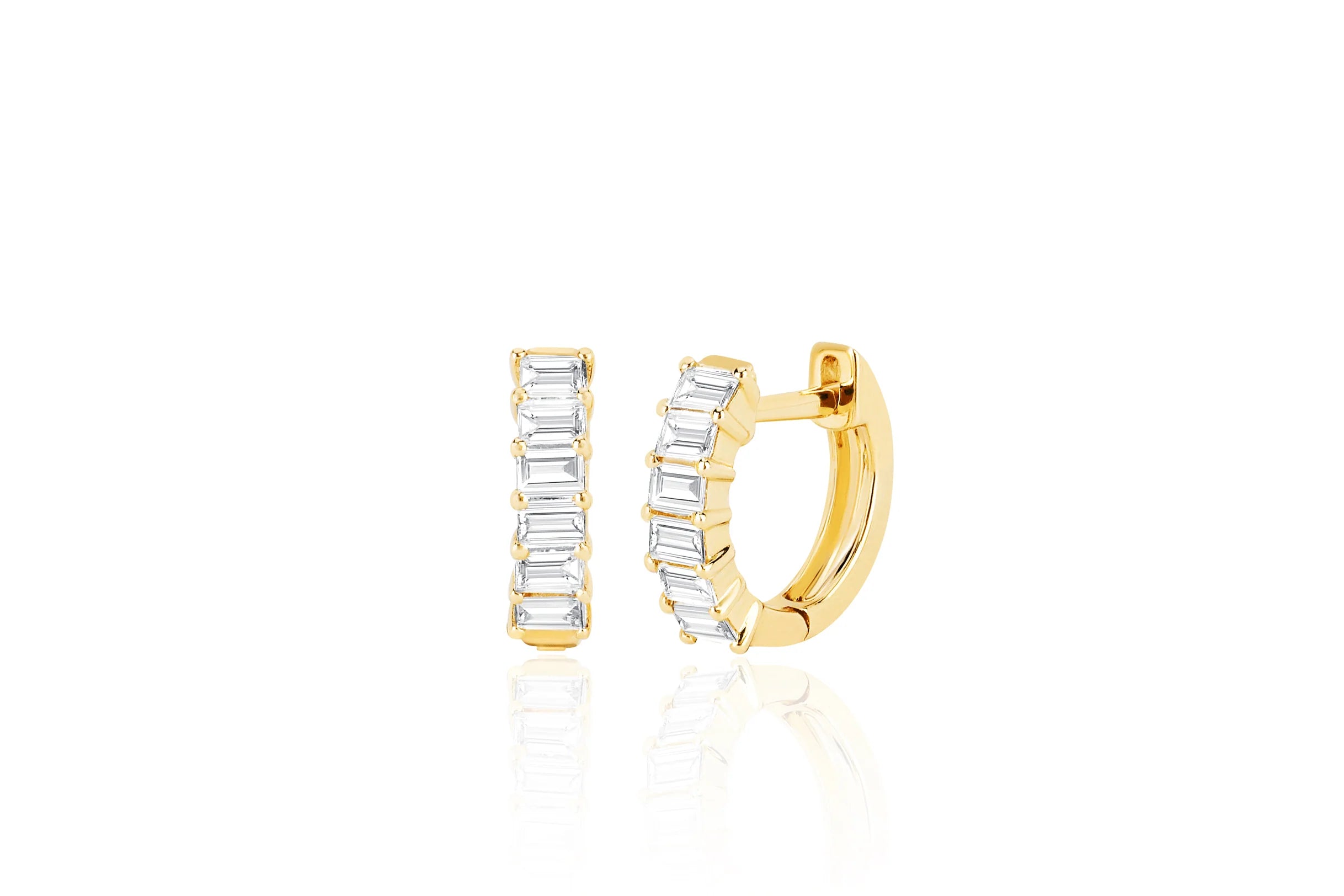 Diamond Baguette Huggie Earring