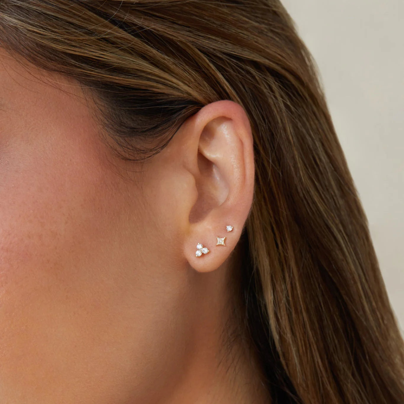 Diamond Trio Stud Earring