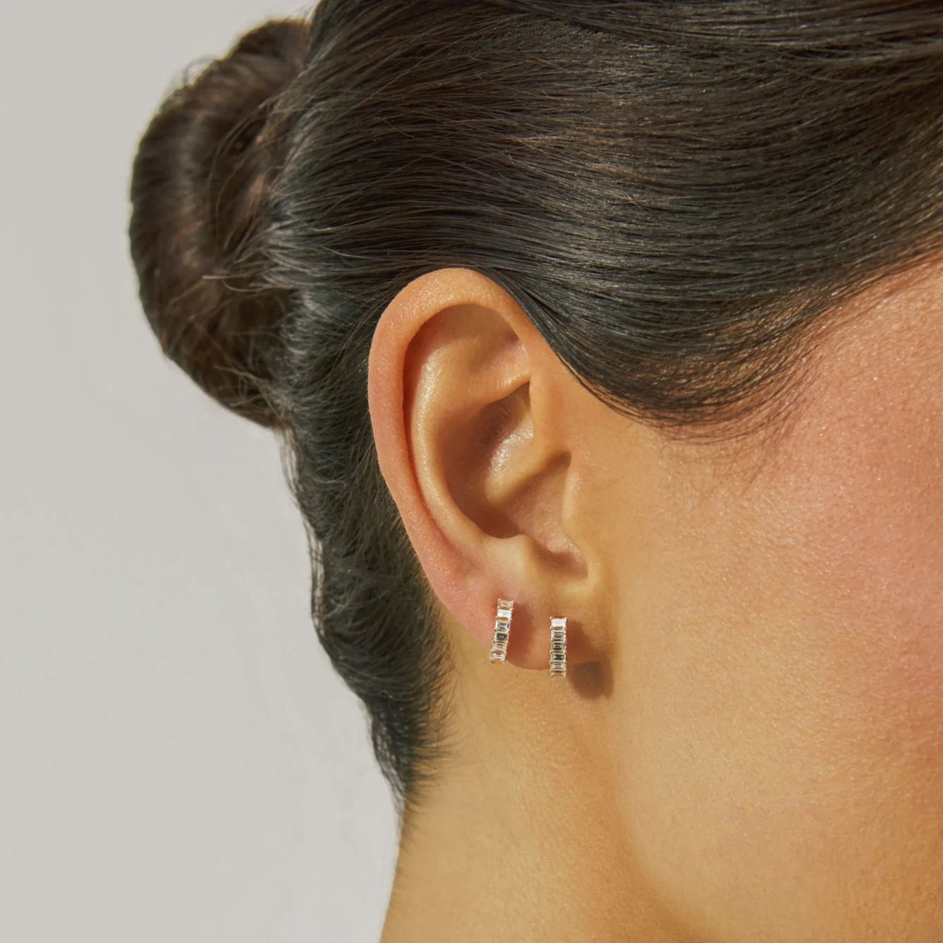 Diamond Baguette Huggie Earring