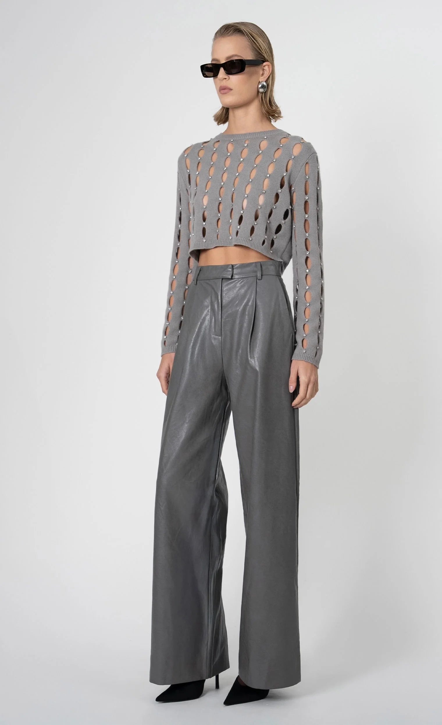 Nils Cropped Sweater in Grey