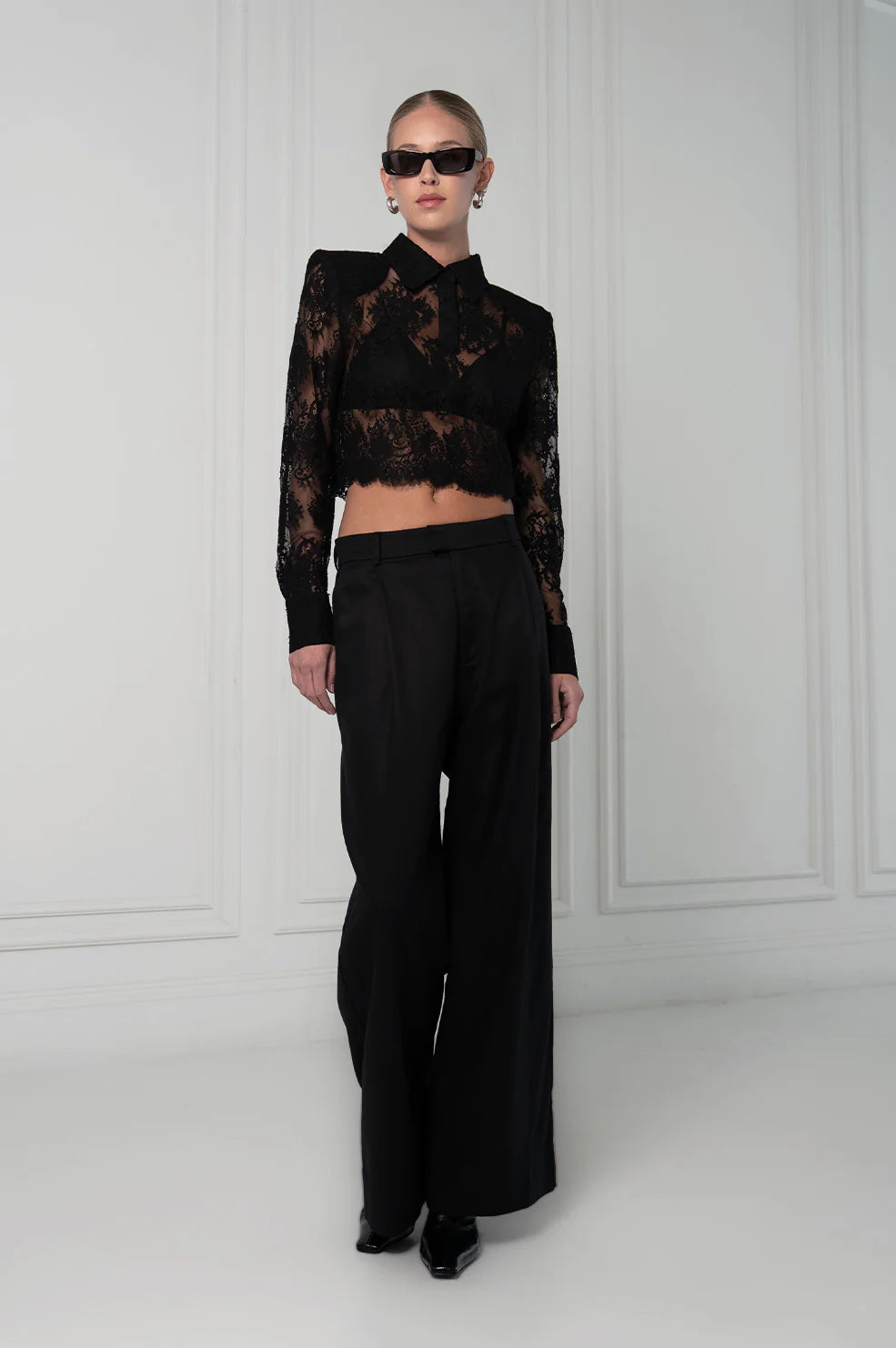 Deme Lace Polo in Black