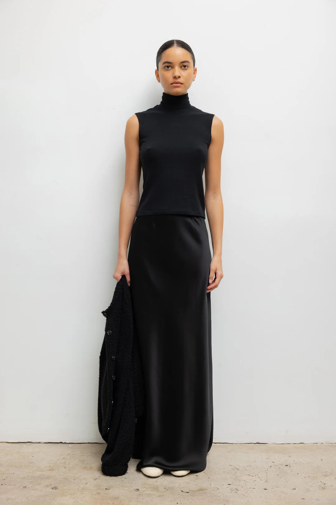 Barb Bias Skirt in Black