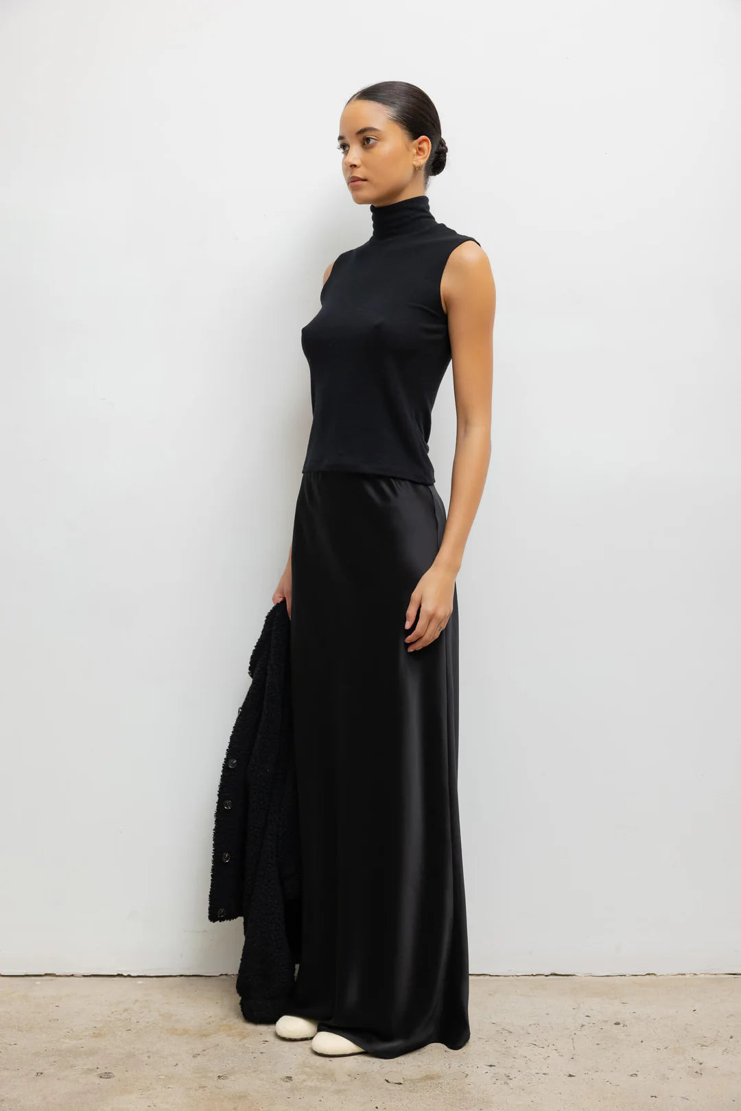 Barb Bias Skirt in Black