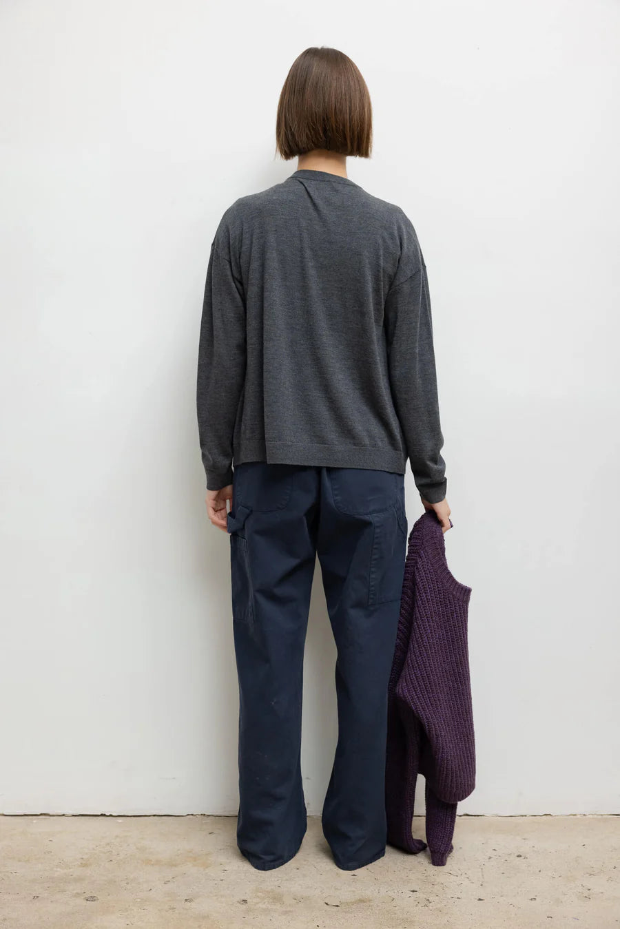 James V Neck Cardigan in Charcoal Grey