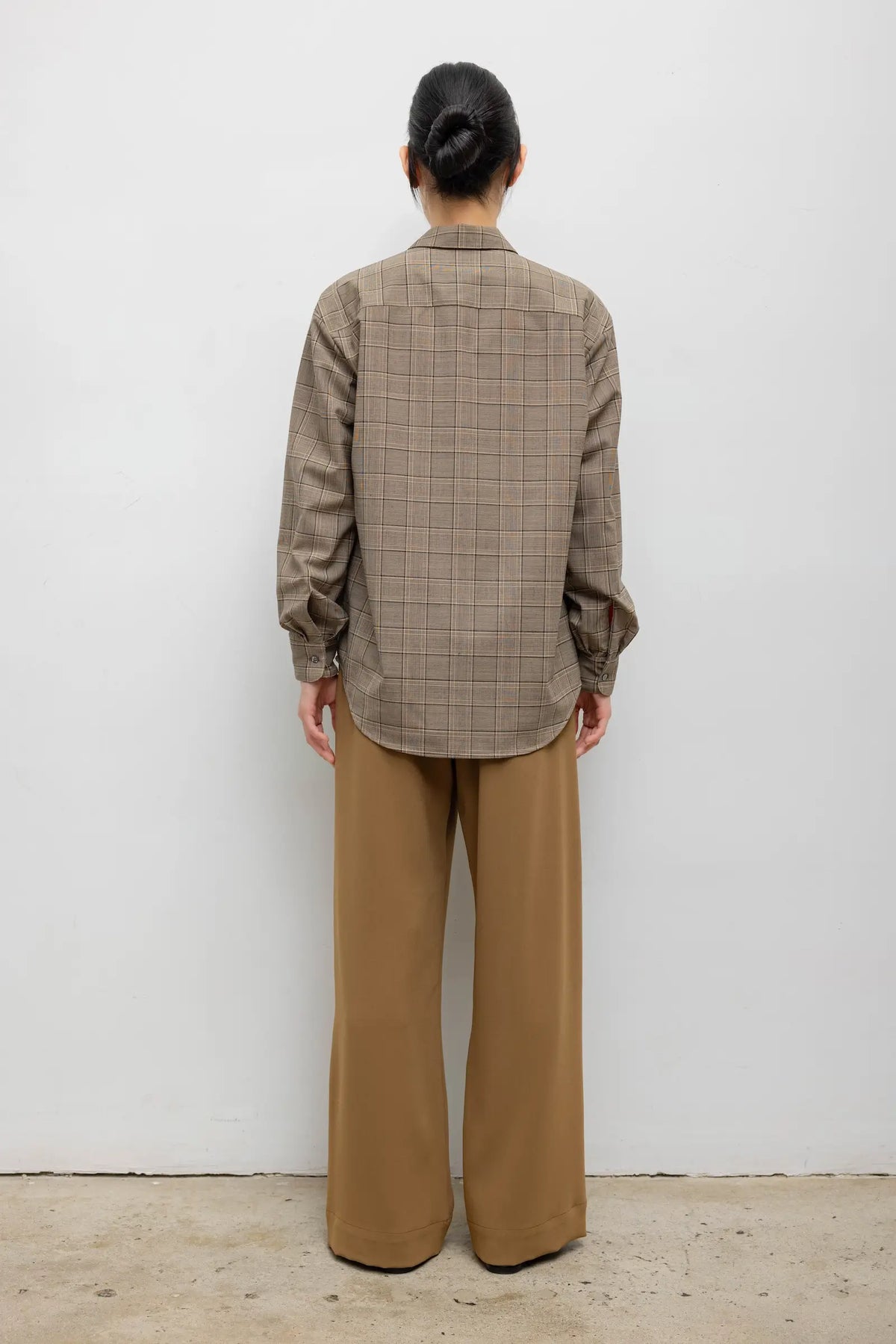 Mia Oversized Shirt in Camel Plaid
