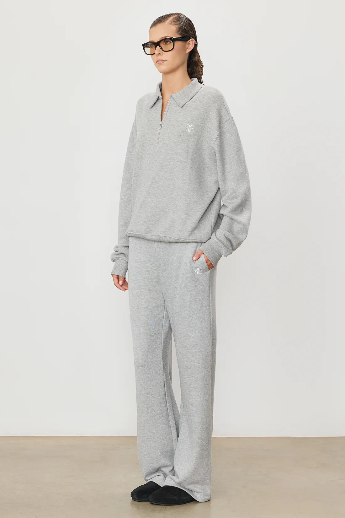 Oversized Wide Leg Sweatpant in Heather Grey